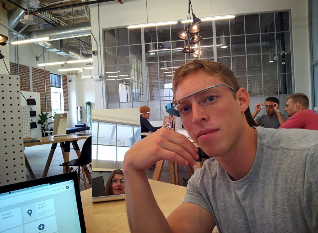Google Glass guide checks the fit of my Glass.
